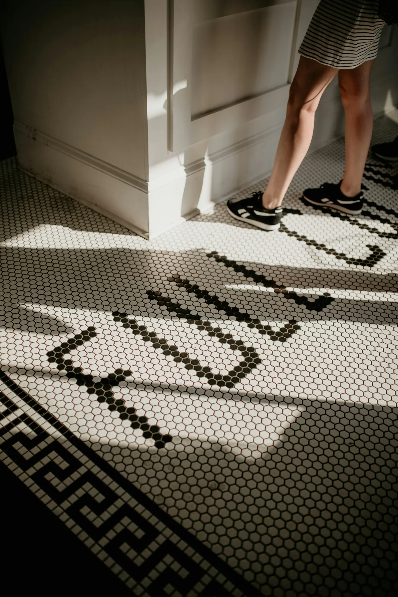 Hexagon tile at a shop entrance